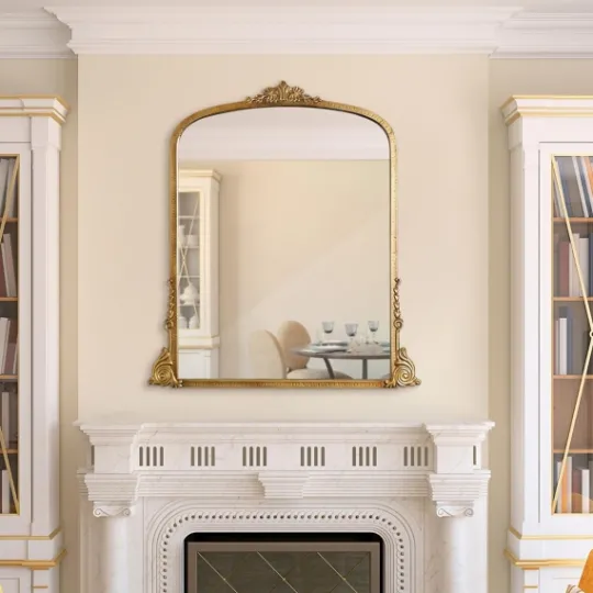 Kirkland's Home Antique Gold Metal Baroque Arch Wall Mirror- Decorative Mirrors