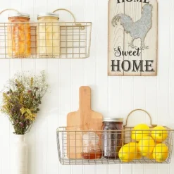 Kirkland's Home Antique Gold 2-Pc. Long Wire Basket Set, 17 In.- Wall Storage
