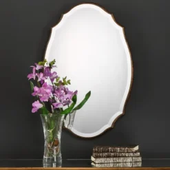 Kirkland's Home Antique Gold Rounded Edge Wood Wall Mirror- Decorative Mirrors