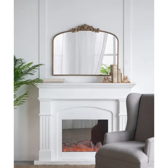 Kirkland's Home Antique Gold Studded Floral Scroll Mirror- Decorative Mirrors