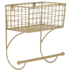 Kirkland's Home Antique Gold Wire Basket Towel Rack- Wall Storage