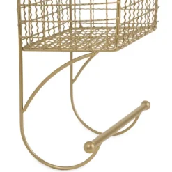 Kirkland's Home Antique Gold Wire Basket Towel Rack- Wall Storage