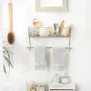 Kirkland's Home Antique Gold Wire Basket Towel Rack, 17 In.- Wall Storage