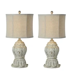 Kirkland's Home Antique Ivory Distressed Table Lamps, Set Of 2- Table Lamps