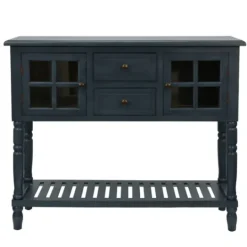 Kirkland's Home Antique Navy Windowpane Buffet Console Table- Console Tables