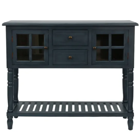 Kirkland's Home Antique Navy Windowpane Buffet Console Table- Console Tables
