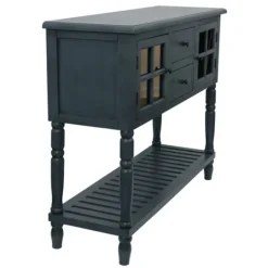 Kirkland's Home Antique Navy Windowpane Buffet Console Table- Console Tables