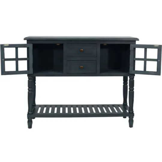 Kirkland's Home Antique Navy Windowpane Buffet Console Table- Console Tables