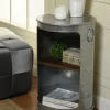 Kirkland's Home Antique Round Rolling Galvanized Accent Table- Accent & End Tables