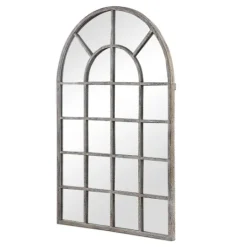 Kirkland's Home Antique Rustic Arch Windowpane Mirror- Framed Mirrors