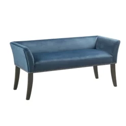 Kirkland's Home Antique Sapphire Low Back Upholstered Bench- Benches & Ottomans