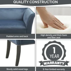 Kirkland's Home Antique Sapphire Low Back Upholstered Bench- Benches & Ottomans