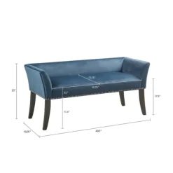 Kirkland's Home Antique Sapphire Low Back Upholstered Bench- Benches & Ottomans