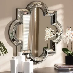 Kirkland's Home Antique Silver Quatrefoil Frame Wall Mirror- Decorative Mirrors