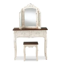 Kirkland's Home Antique White And Walnut 2-Pc. Vanity Set- Armoires