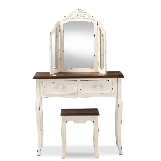 Kirkland's Home Antique White And Walnut 2-Pc. Vanity Set- Armoires