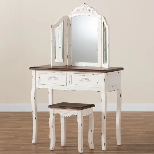 Kirkland's Home Antique White And Walnut 2-Pc. Vanity Set- Armoires