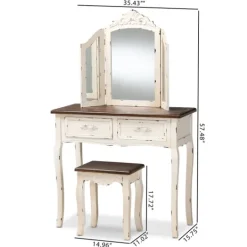 Kirkland's Home Antique White And Walnut 2-Pc. Vanity Set- Armoires