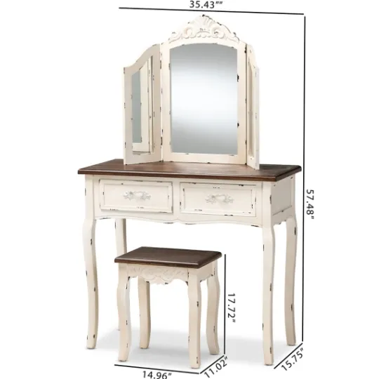 Kirkland's Home Antique White And Walnut 2-Pc. Vanity Set- Armoires