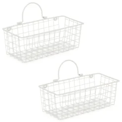 Kirkland's Home Antique White 2-Pc. Long Wire Basket Set, 11 In.- Wall Storage