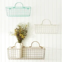 Kirkland's Home Antique White 2-Pc. Long Wire Basket Set, 17 In.- Wall Storage