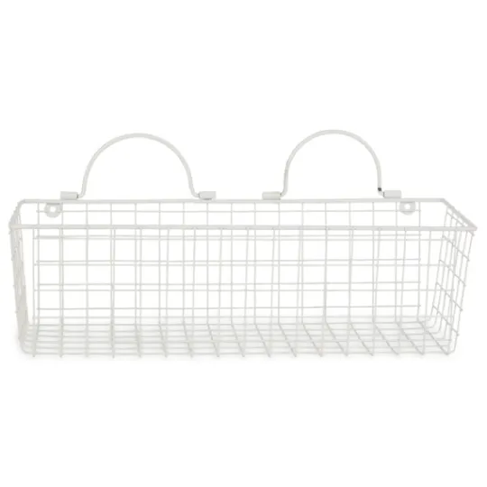 Kirkland's Home Antique White 2-Pc. Long Wire Basket Set, 17 In.- Wall Storage