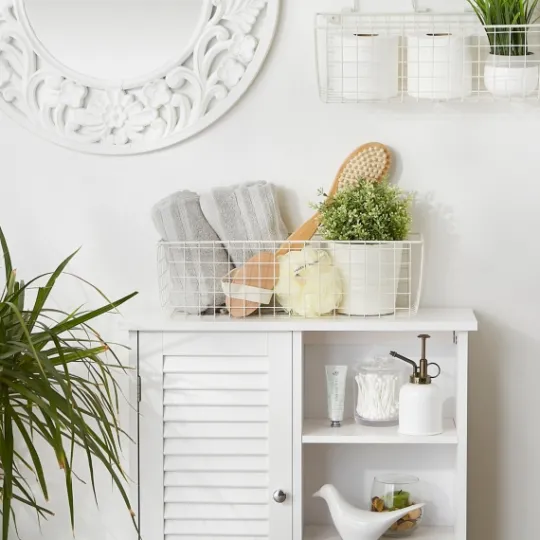 Kirkland's Home Antique White 2-Pc. Long Wire Basket Set, 17 In.- Wall Storage