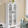 Kirkland's Home Antique White Tall Windowpane Cabinet- Cabinets & Sideboards