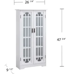 Kirkland's Home Antique White Tall Windowpane Cabinet- Cabinets & Sideboards