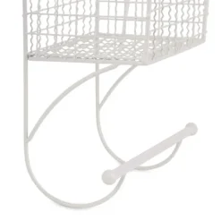 Kirkland's Home Antique White Wire Basket Towel Rack- Wall Storage
