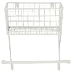 Kirkland's Home Antique White Wire Basket Towel Rack- Wall Storage