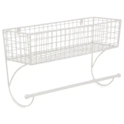 Kirkland's Home Antique White Wire Basket Towel Rack, 17 In.- Wall Storage