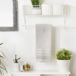 Kirkland's Home Antique White Wire Basket Towel Rack, 17 In.- Wall Storage