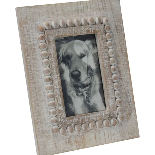Kirkland's Home Antique White Wood Beaded Picture Frame, 4X6- Picture Frames