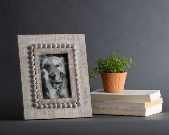 Kirkland's Home Antique White Wood Beaded Picture Frame, 4X6- Picture Frames
