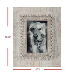 Kirkland's Home Antique White Wood Beaded Picture Frame, 4X6- Picture Frames