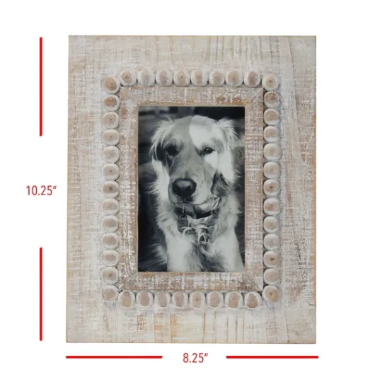 Kirkland's Home Antique White Wood Beaded Picture Frame, 4X6- Picture Frames