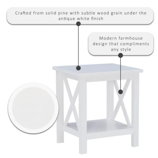 Kirkland's Home Antique White X Side Frame Accent Table- Accent & End Tables