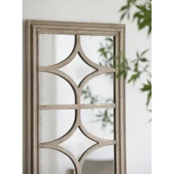 Kirkland's Home Antique Whitewashed Diamond Panel Wall Mirror- Decorative Mirrors