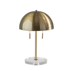 Kirkland's Home Antiqued Brass Dome Shade Table Lamp- Table Lamps