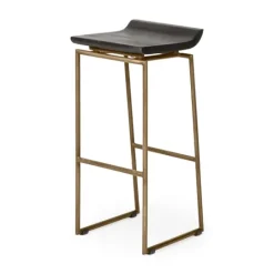 Kirkland's Home Antiqued Gold Frame Modern Bar Stool- Bar Stools & Counter Height Stools