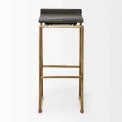 Kirkland's Home Antiqued Gold Frame Modern Bar Stool- Bar Stools & Counter Height Stools