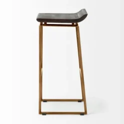 Kirkland's Home Antiqued Gold Frame Modern Bar Stool- Bar Stools & Counter Height Stools