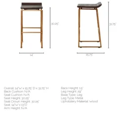 Kirkland's Home Antiqued Gold Frame Modern Bar Stool- Bar Stools & Counter Height Stools