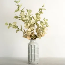 Kirkland's Home Antiqued Leaves Arrangement In White Vase- Arrangements & Greenery