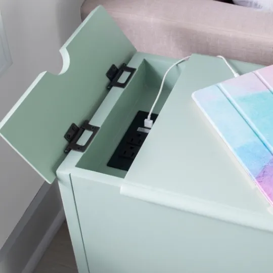 Kirkland's Home Aqua Accent Table With Charging Station- Nightstands