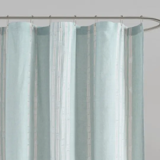 Kirkland's Home Aqua Cotton Jacquard Shower Curtain- Shower Curtains
