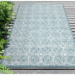 Kirkland's Home Aqua Embellished Indoor/Outdoor Area Rug, 3X4- Outdoor Rugs