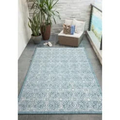 Kirkland's Home Aqua Embellished Indoor/Outdoor Area Rug, 3X4- Outdoor Rugs