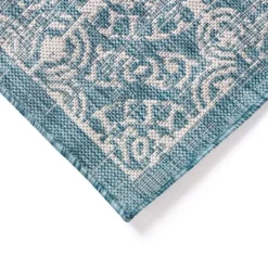 Kirkland's Home Aqua Embellished Indoor/Outdoor Area Rug, 3X4- Outdoor Rugs